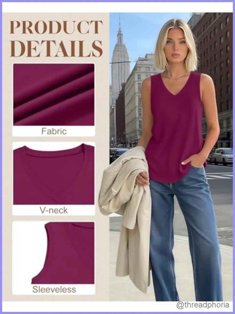 3 Pack Women's Sleeveless Tank Tops V Neck Summer Loose Fit T Shirts